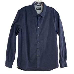 Kenneth Cole New York Long Sleeve Metal Snap Button Up Shirt Large